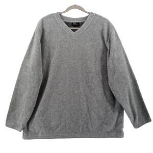 New York & Co Fleece Sweater Large Gray VNeck Long Sleeve 3212 Winter Sweatshirt